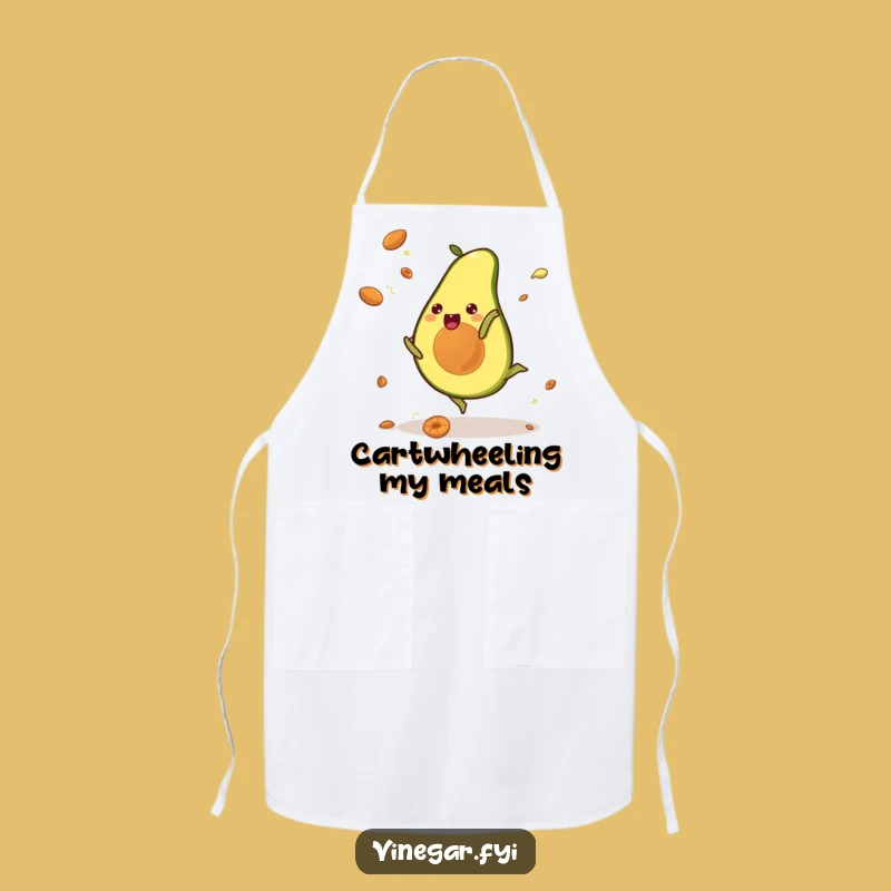 Funny Kawaii Avocado Cartwheel Apron: Cook Up Some Laughs