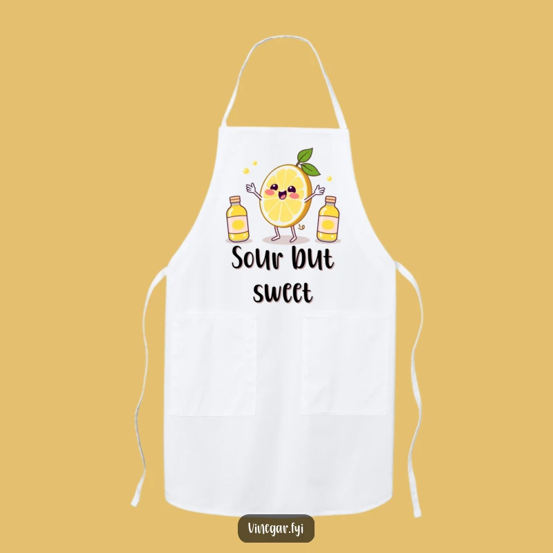 Funny Kawaii Lemon Chef's Apron - Zesty Kitchen Humor & Style