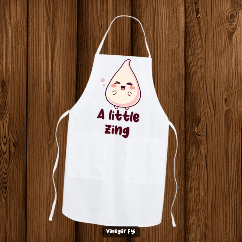 Funny Apron depicting a delighted vinegar character giving a mischievous wink, adding a touch of playful boldness to kitchen tasks.