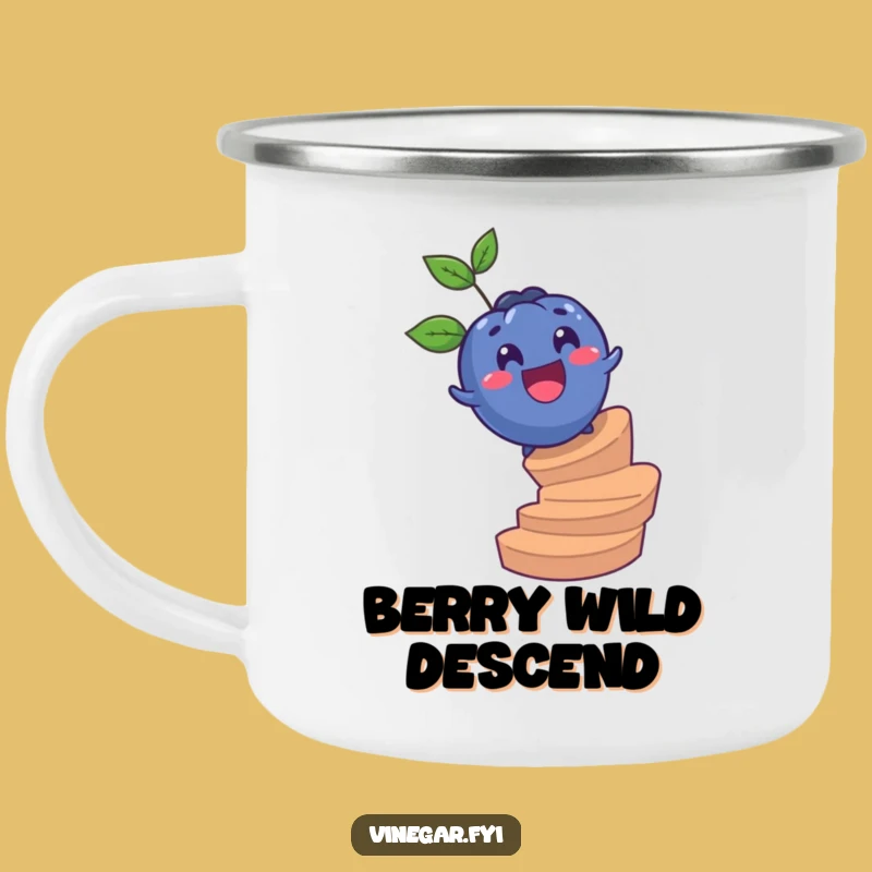 Funny Blueberry Stair Roll Camping Mug: Surprised Fruit Drinkware for Outdoors