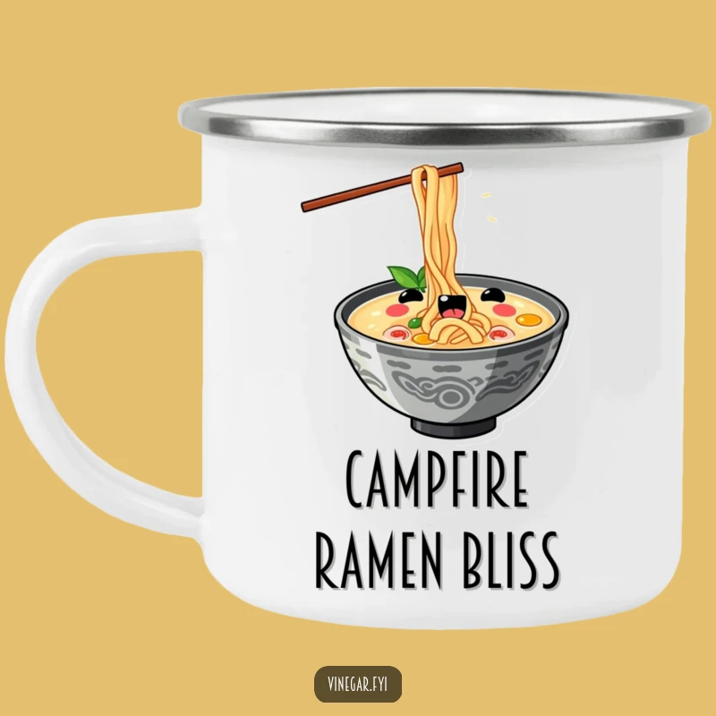 Funny Kawaii Ramen Camp Mug - Durable & Hilarious Outdoor Noodle Cup