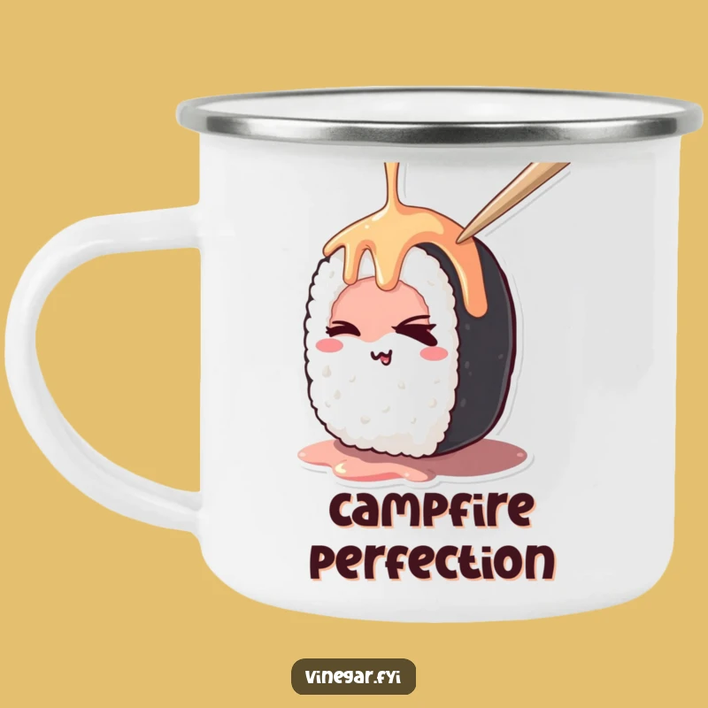 Funny Kawaii Sushi Camp Mug - Durable & Hilarious Outdoor Dining Cup