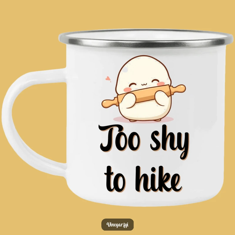 Funny Shy Dumpling Camping Mug: Durable Blushing Foodie Drinkware for Outdoors