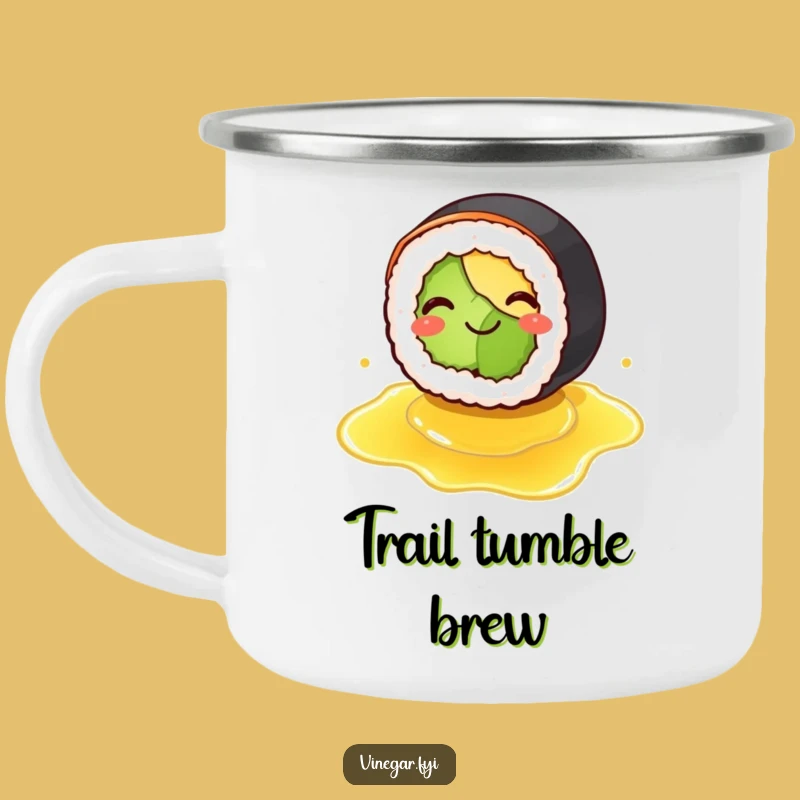 Funny Sushi Slipping Camping Mug - Comical Drinkware