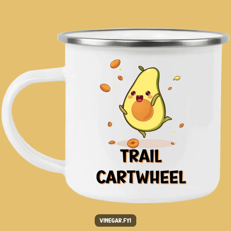 Funny Kawaii Avocado Cartwheel Camping Mug: Adventure Fuel for Laughs
