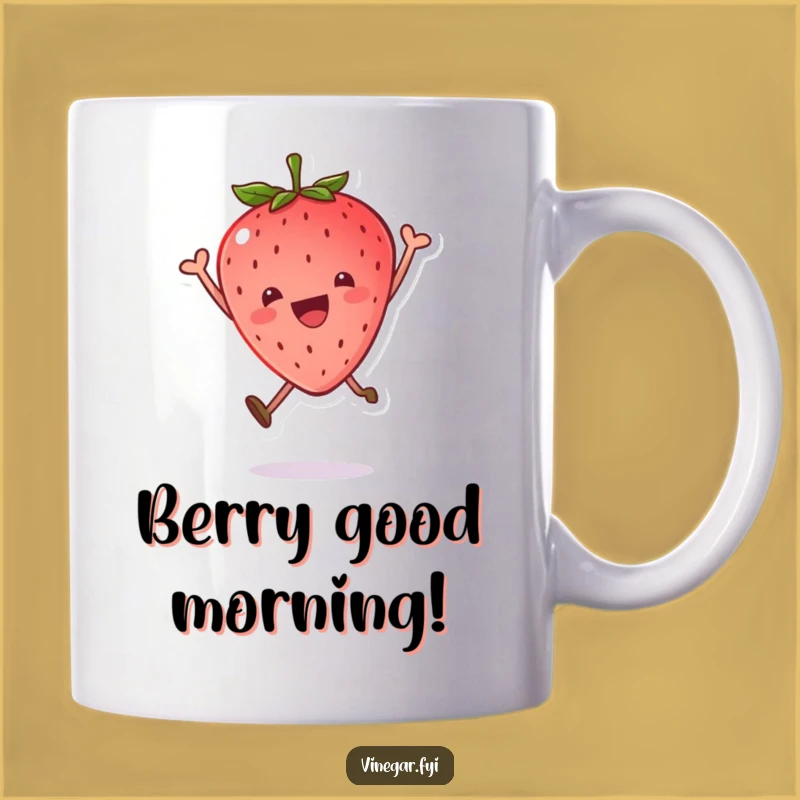 Funny Kawaii Strawberry Joy Leap Mug: A Sweet Gift for Fruit Lovers