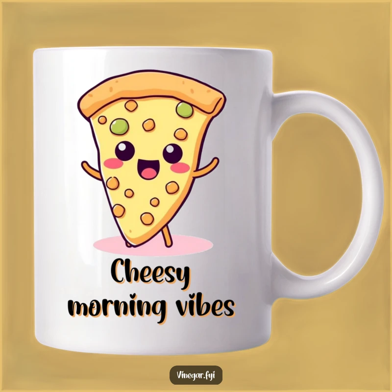 Funny Kawaii Pizza Mug - Hilarious Cheesy Toppings Treat Gift