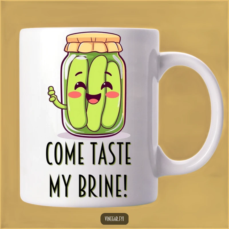 Funny Kawaii Pickle Jar Mug, Happy Veggie Humor, Perfect Foodie Gift