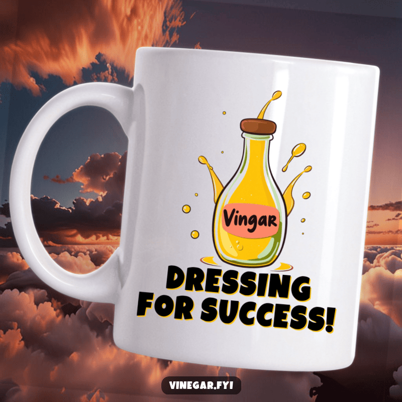 Add a splash of flavor to your morning routine. This mug features a dynamic vinegar splash design, perfect for the culinary enthusiast.