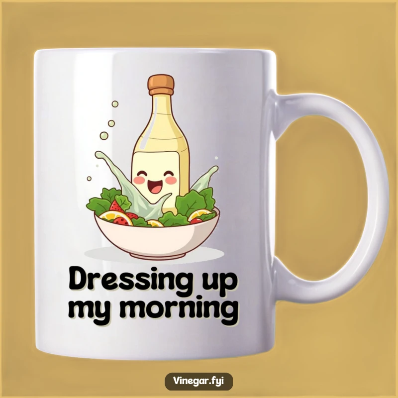 Funny Smiling Vinegar Mug: Joyful Condiment Splash Gift for Salad Lovers