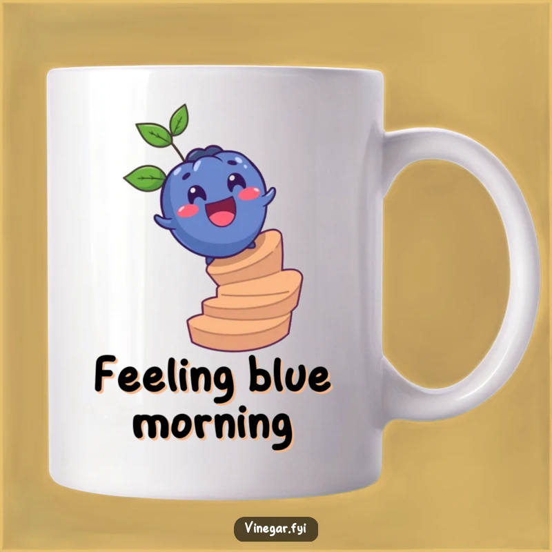 Funny Blueberry Stair Roll Mug: Surprised Fruit Gift for Whimsical Mornings