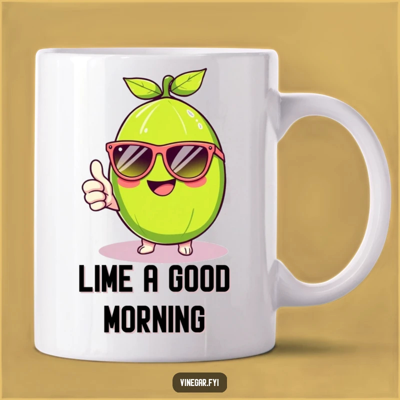 Funny Kawaii Lime Cool Mug - Thumbs Up & Sunny Vibes Gift