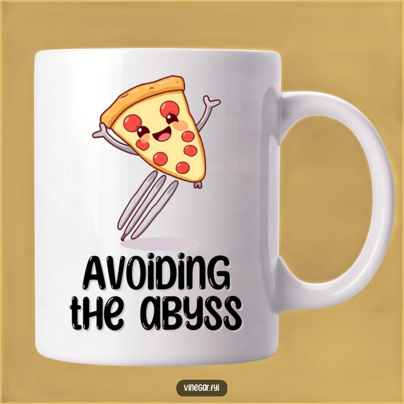Funny Pizza Fork Mug - Foodie Fun, Cheerful Leaper, Perfect Funny Gift