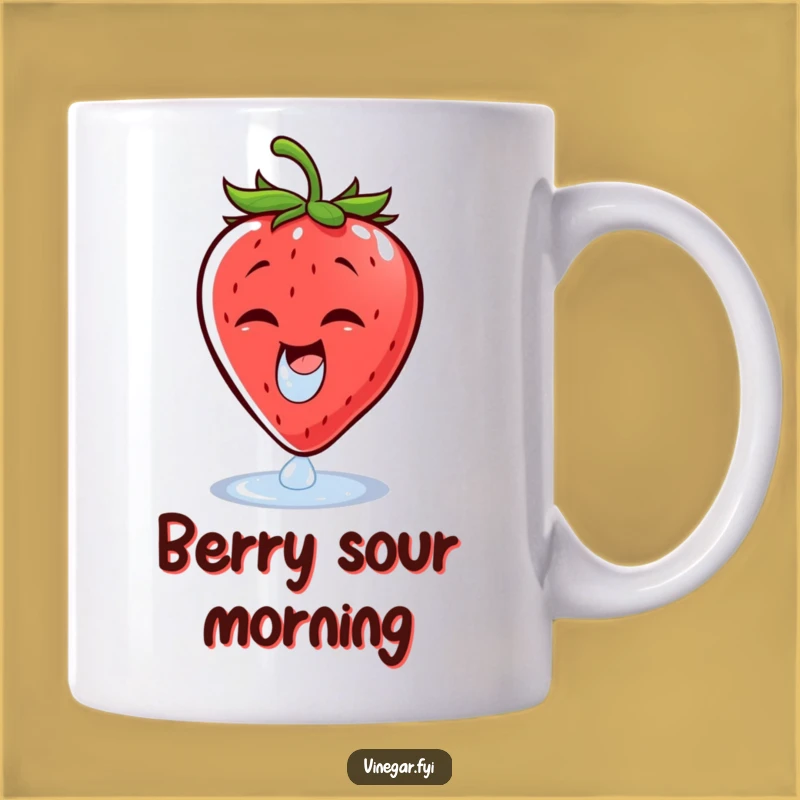 Funny Strawberry Vinegar Mug - Cheerful Wince Hilarious Gift