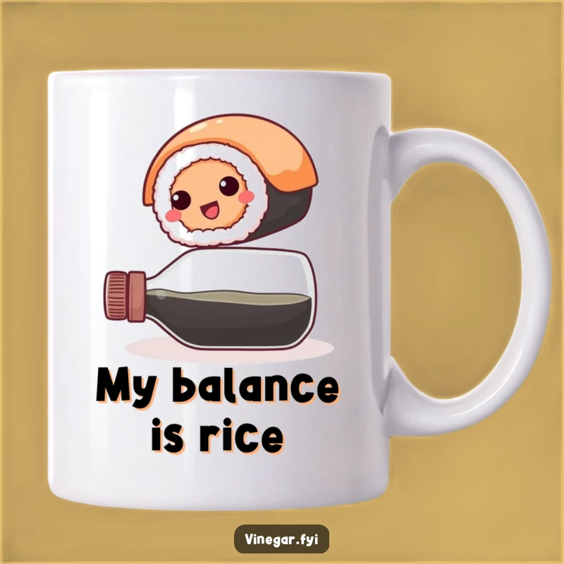 Funny Sushi Balance Mug: Hilarious Vinegar Fan Gift for Food Lovers