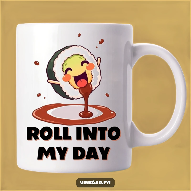 Funny Sushi Cartwheel Mug - Hilarious Japanese Food Gift for Friends
