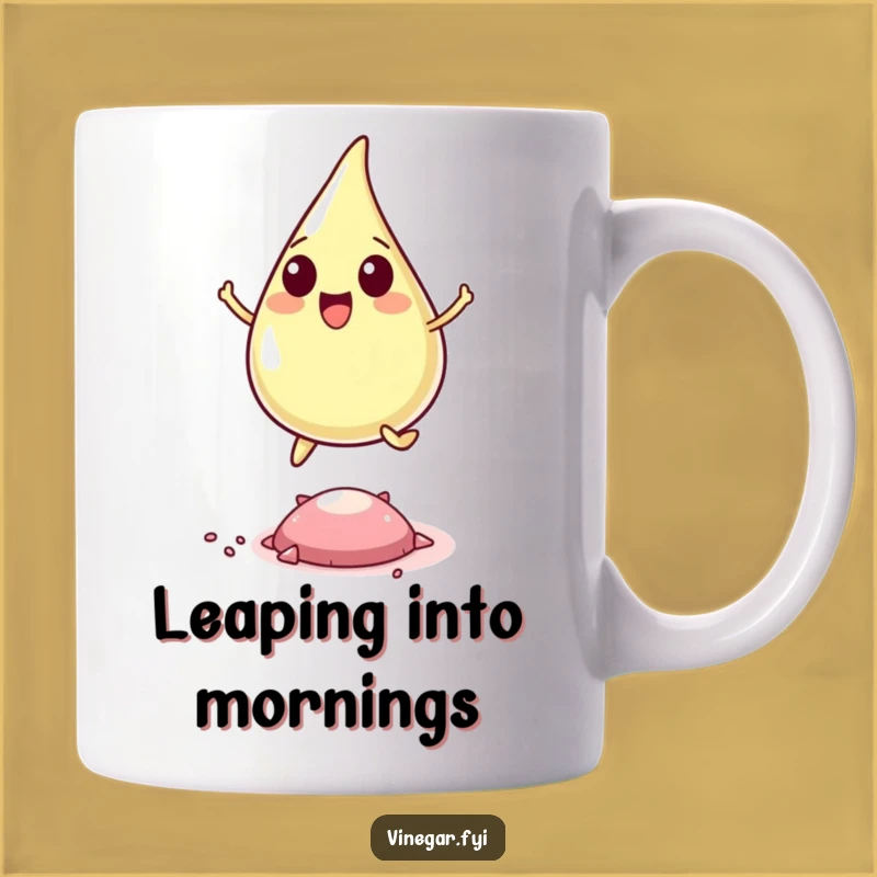 Funny Vinegar Drop Mug - Jumping with Joy Over Spice, a Great Gift