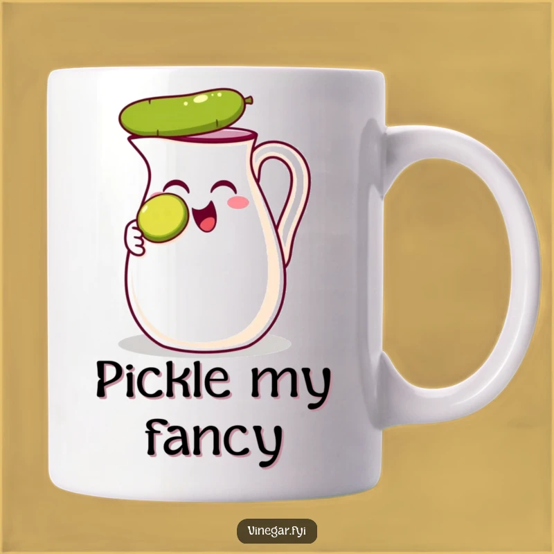 Funny Vinegar Jug Mug - Pickle Balancing Act, Perfect Gift for Laughs