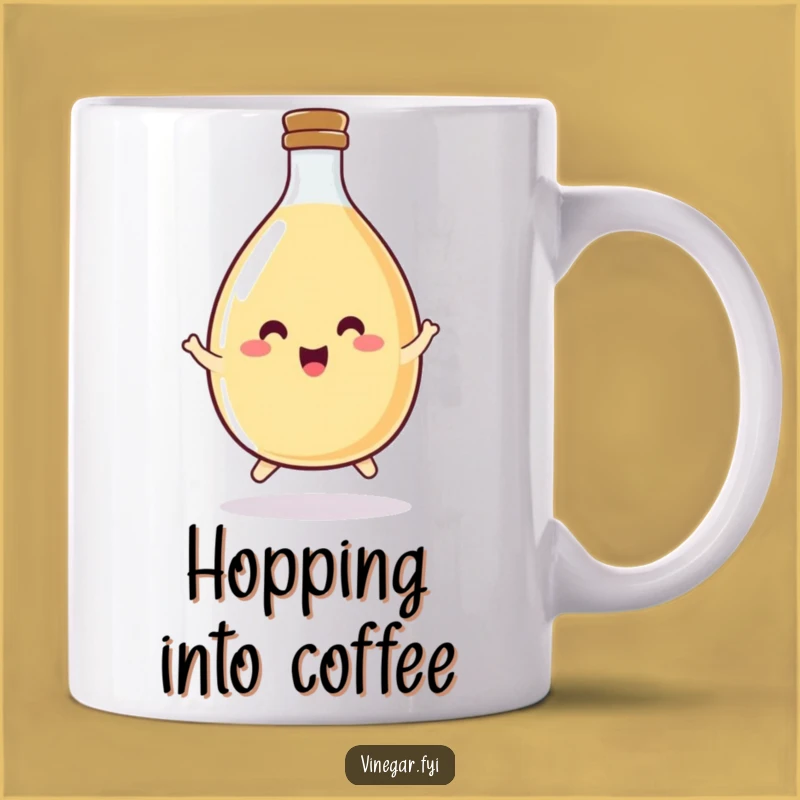 Funny Vinegar Bottle Hop Mug: Happy Round Bottle, Perfect Funny Gift for Condiment Lovers