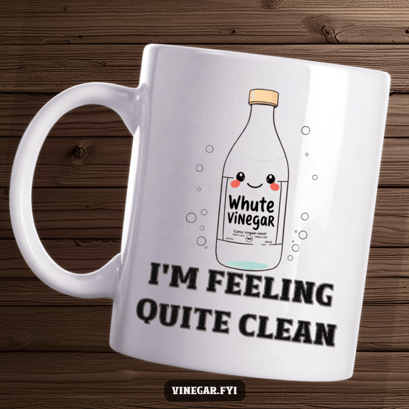 Enjoy your favorite drink with a touch of effervescence. This mug features a cheerful white vinegar bottle floating in bubbly water.