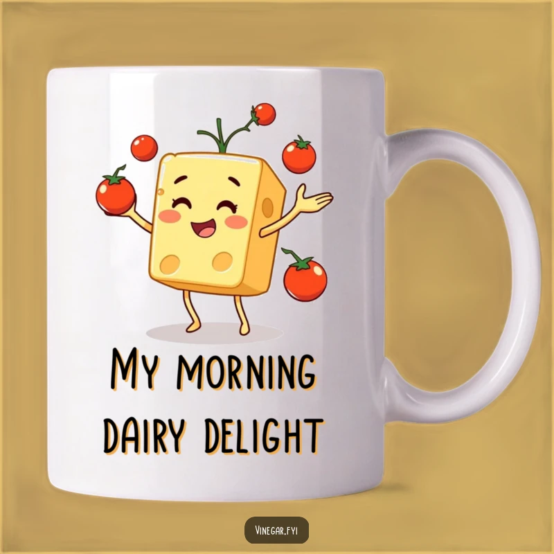 Funny Cheese Cube Juggling Tomatoes Mug: A Hilarious Gift for Foodie Friends