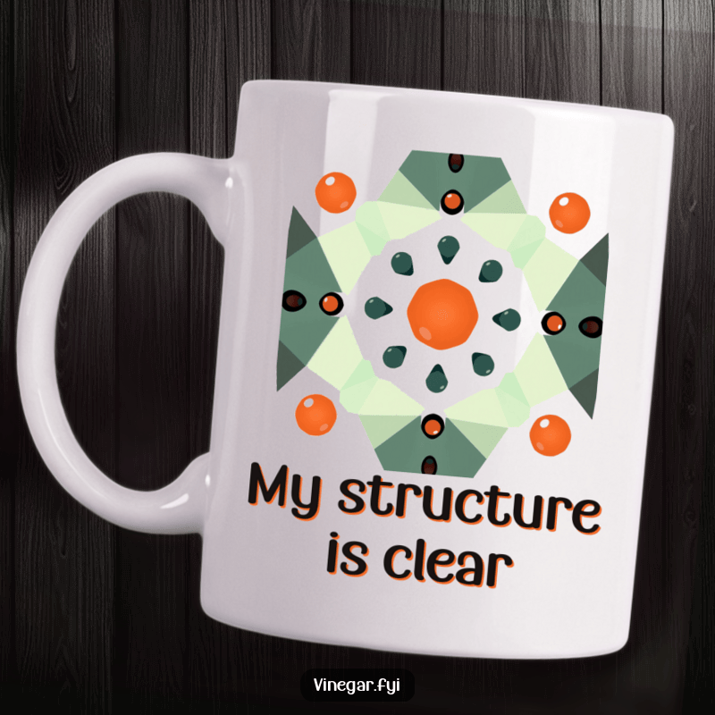 Embrace the beauty of science with this unique mug. Featuring a geometric pattern of acetic acid molecules, it's both educational and stylish.