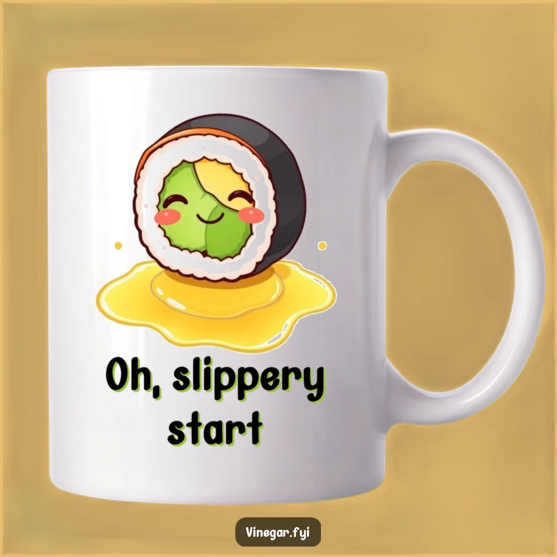 Funny Sushi Slipping Mug - Comical Food Mishap Hilarious Gift