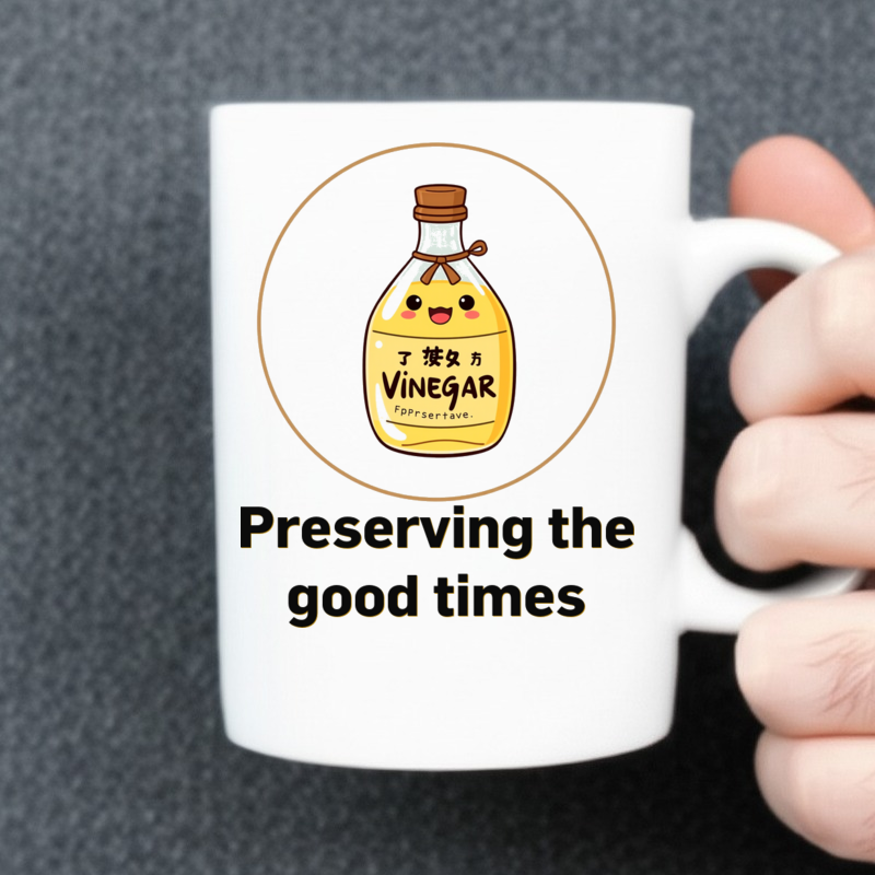 Vinegar Preservation Mug: Cartoon Bottle Design 
