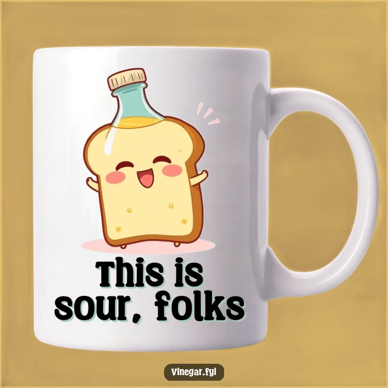 Funny Bread Recoiling Mug: Startled Slice from Vinegar Bottle, Hilarious Gift!