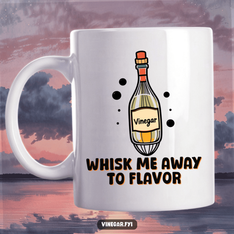 Enjoy your favorite beverage with our Whisk & Vinegar Mug, a perfect blend of culinary design and functionality. It's a must-have for any cook.
