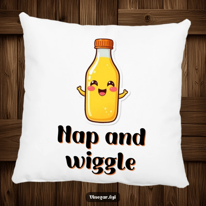 Funny yellow liquid bottle pillow in a cheerful wiggle pose, offering comfort and a burst of happiness, a great funny gift.