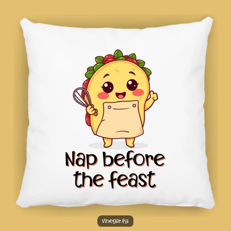 Funny Kawaii Taco Whisking Pillow - Cozy Kitchen Comfort & Humor