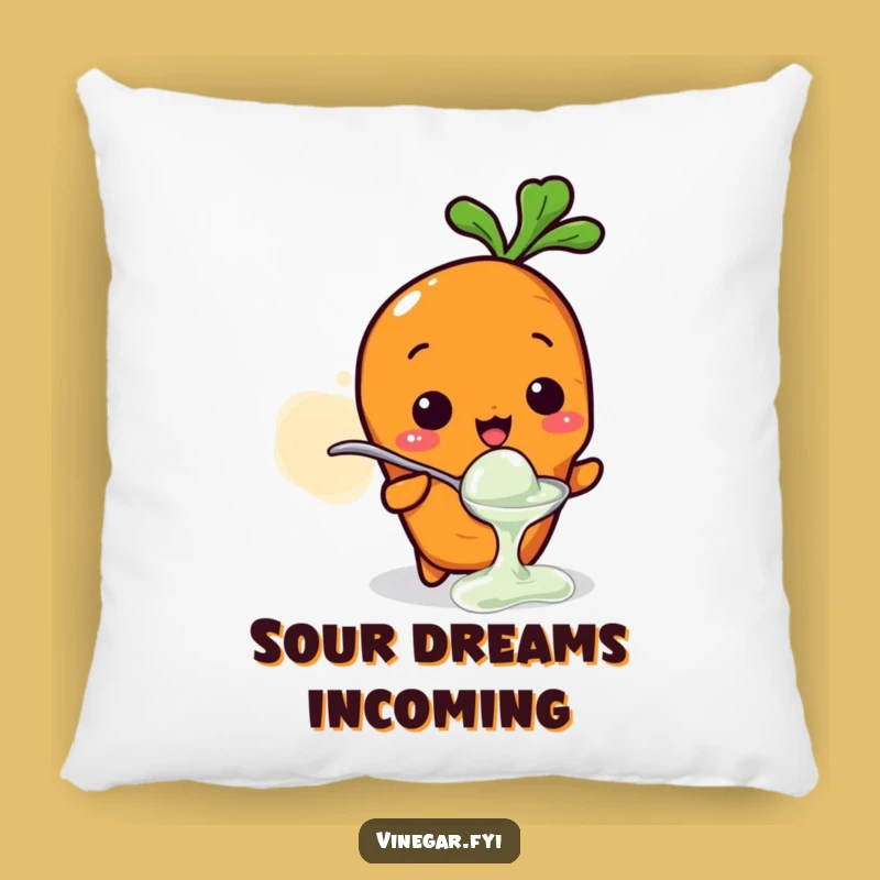 Funny Kawaii Carrot Vinegar Tasting Pillow, Plush Veggie Humor, Cozy Gift