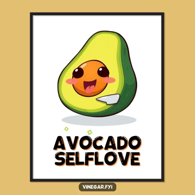 Funny Avocado Digital Art: Self-Slicing Print, Hilarious Foodie Decor