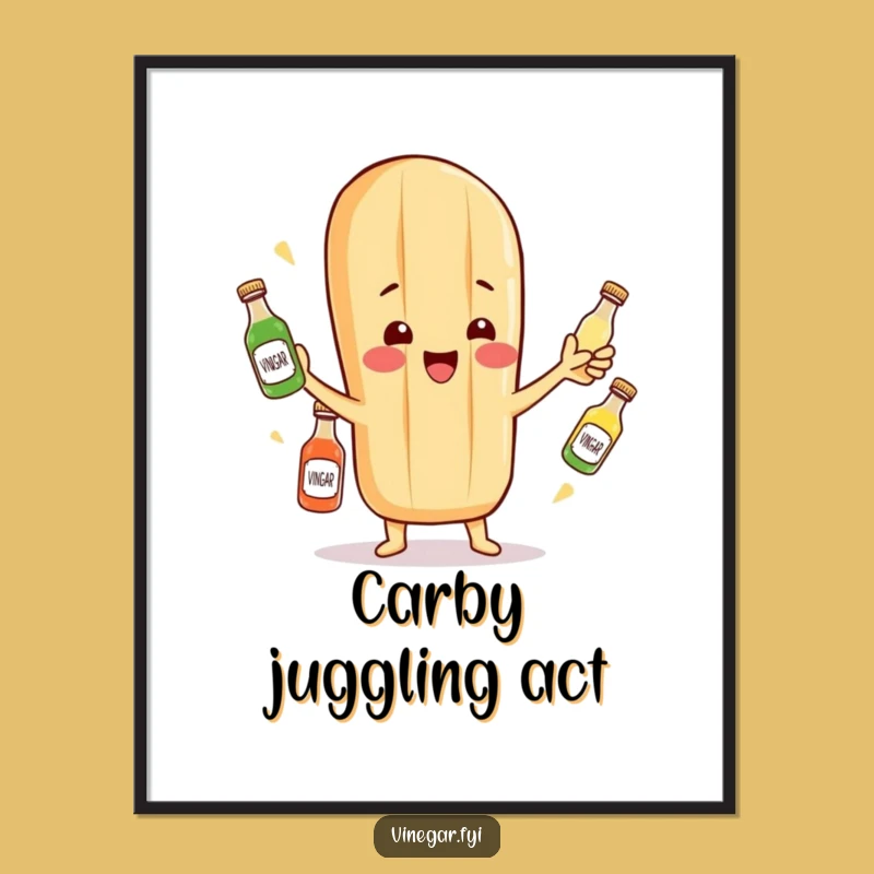 Funny Baguette Juggling Digital Art: Printable Food Cartoon Decor