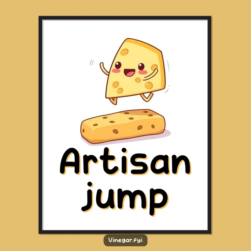Funny Cheese Wedge Digital Art: Cheerful Leapfrog Print for Fun Decor