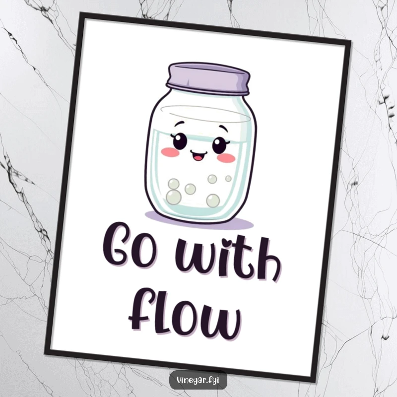 Funny wobbly jar of clear liquid digital art print swaying contentedly, symbolizing peace, a perfect funny gift.