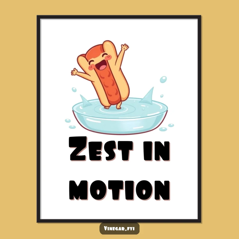 Funny Hot Dog Cartwheel Print: Hilarious Food Art for Vibrant Walls
