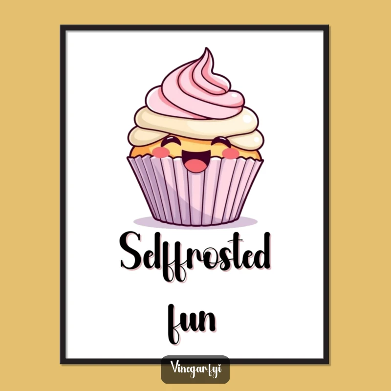 Funny Kawaii Cupcake Art Print - Joyful Digital Download for Sweet Spaces