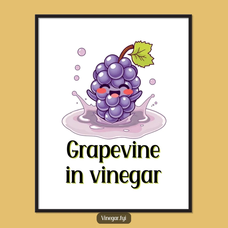 Funny Kawaii Grape Puddle Art Print - Instant Joyful Wall Decor Download