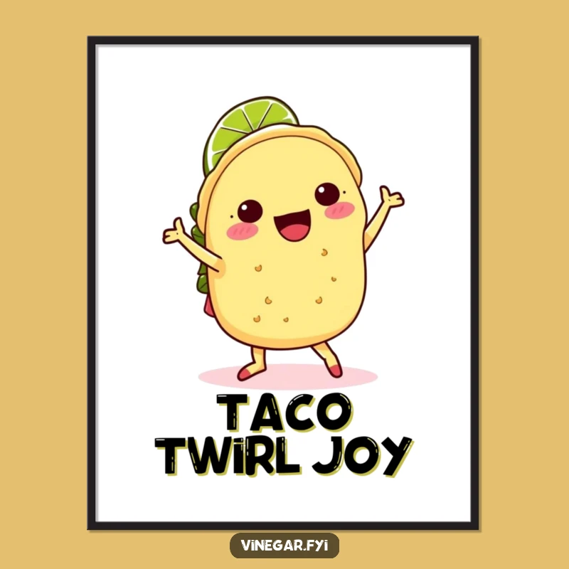 Funny Kawaii Taco Art Print - Joyful Digital Download for Foodie Fun