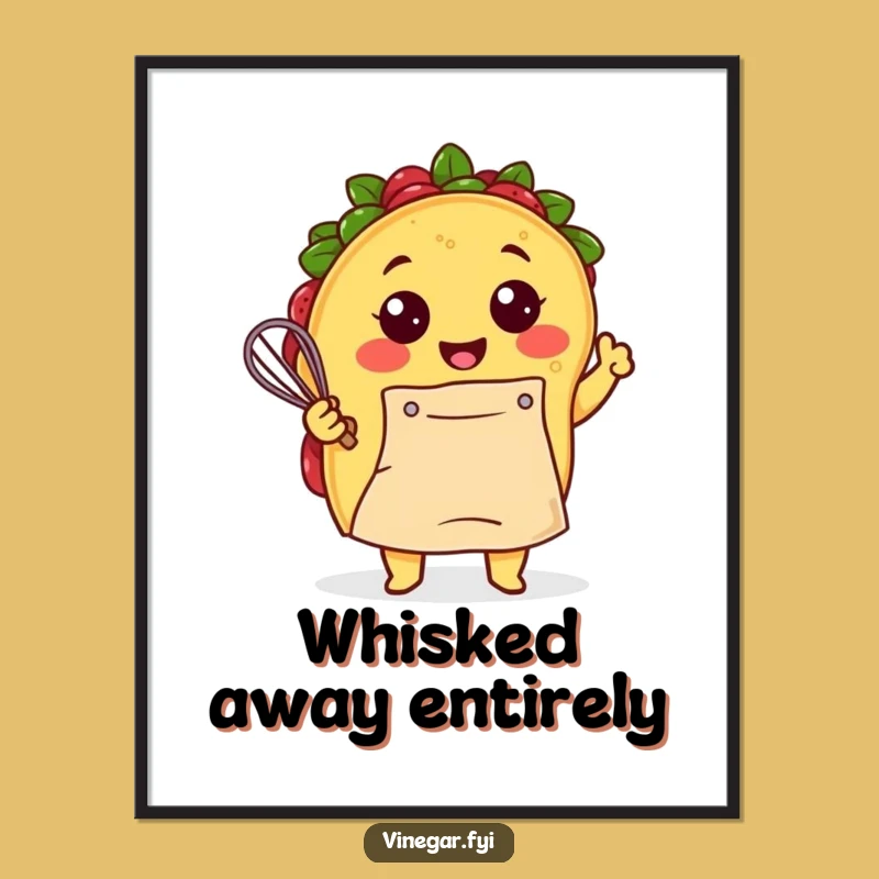 Funny Kawaii Taco Chef Art Print - Instant Humorous Kitchen Decor Download