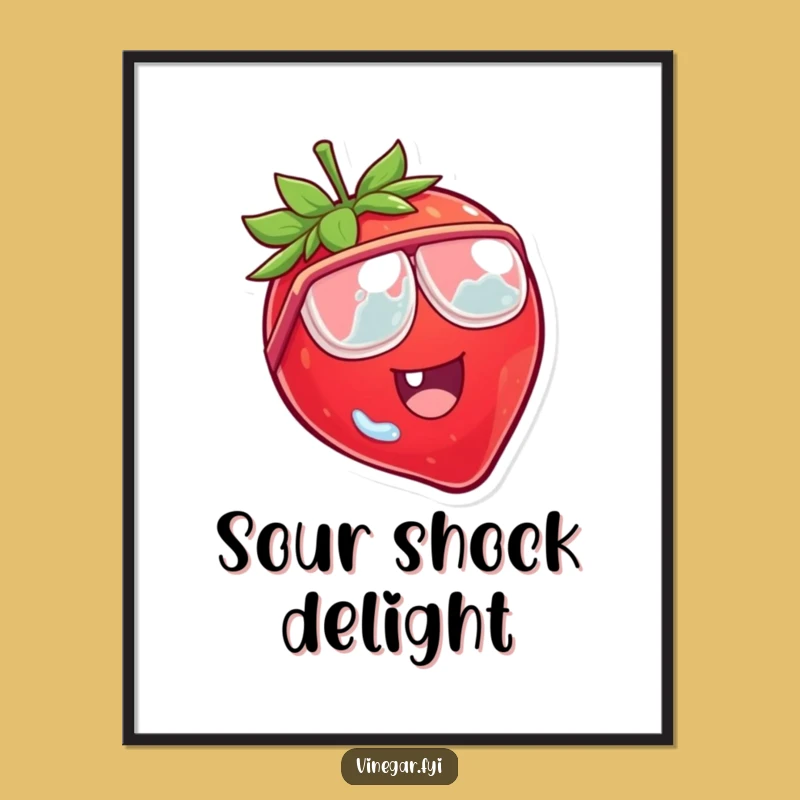 Funny Strawberry Goggle Digital Art: Printable Fruit Cartoon Decor
