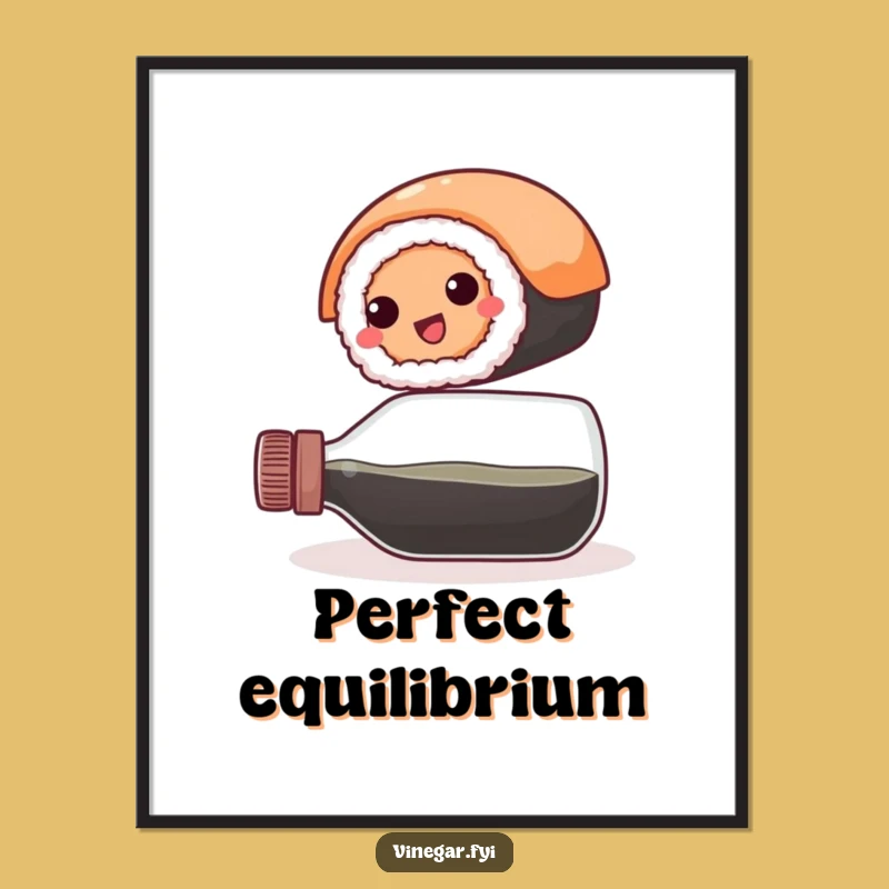 Funny Sushi Balance Print: Hilarious Food Art for Vibrant Walls