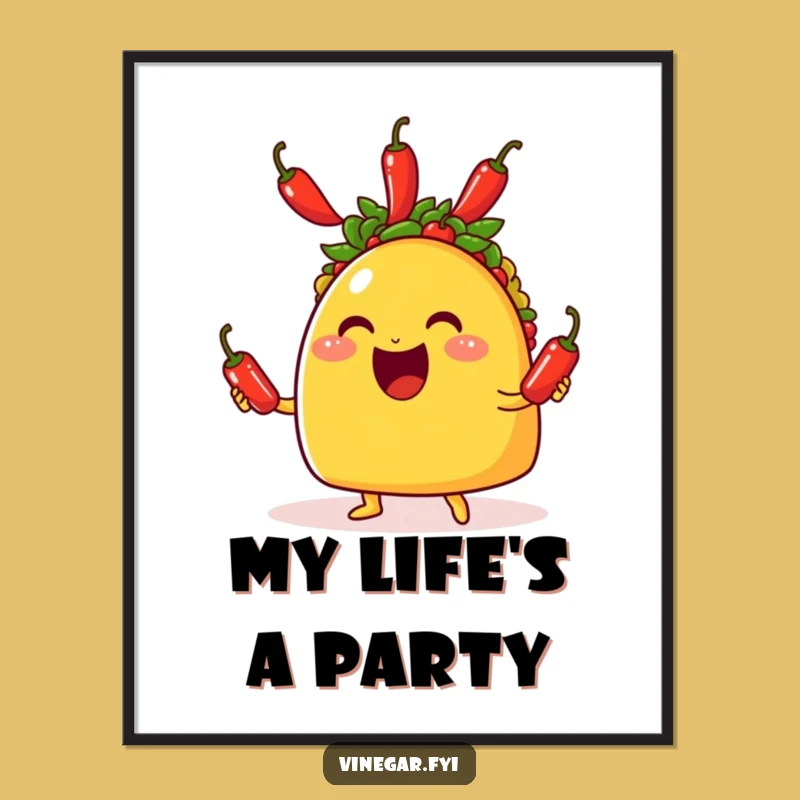 Funny Taco Juggling Peppers Digital Art - Instant Download for Hilarious Decor