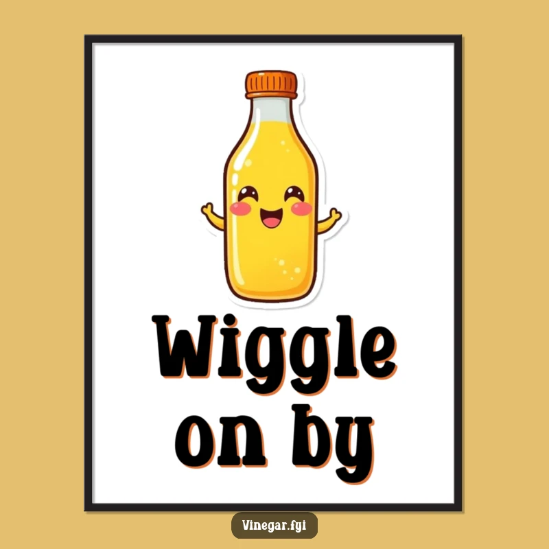 Funny Yellow Liquid Bottle Art: Cheerful Wiggle Digital Download, Perfect Happy Gift