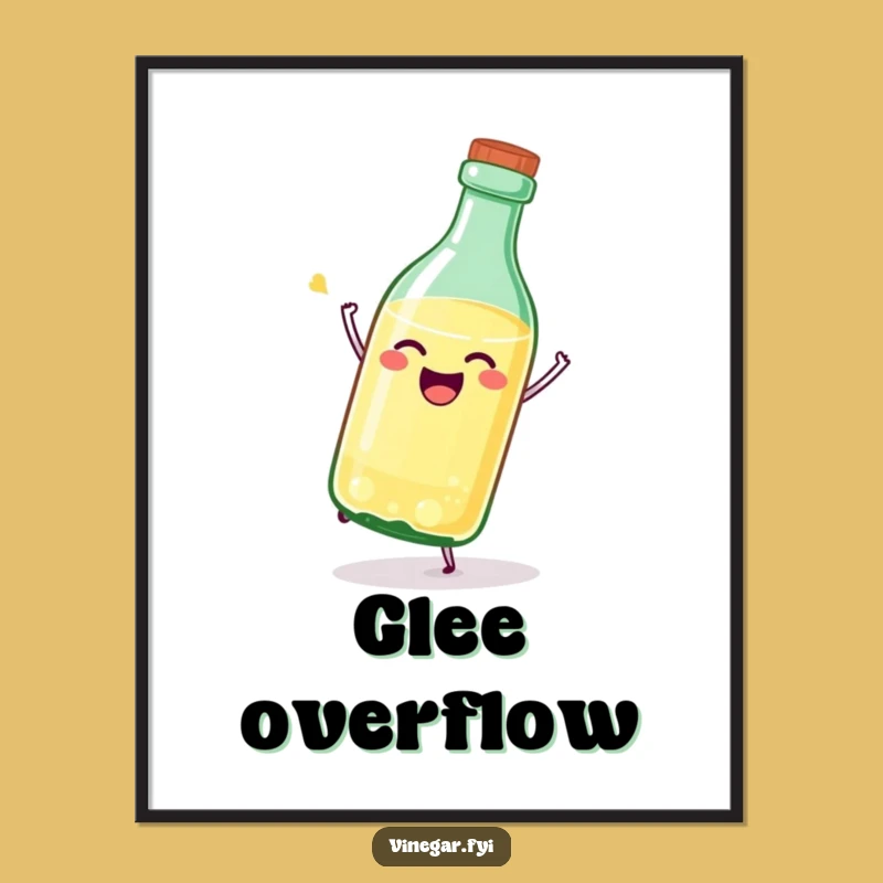 Funny Vinegar Bottle Digital Art: Joyful Tipping Over, Printable Funny Gift Decor