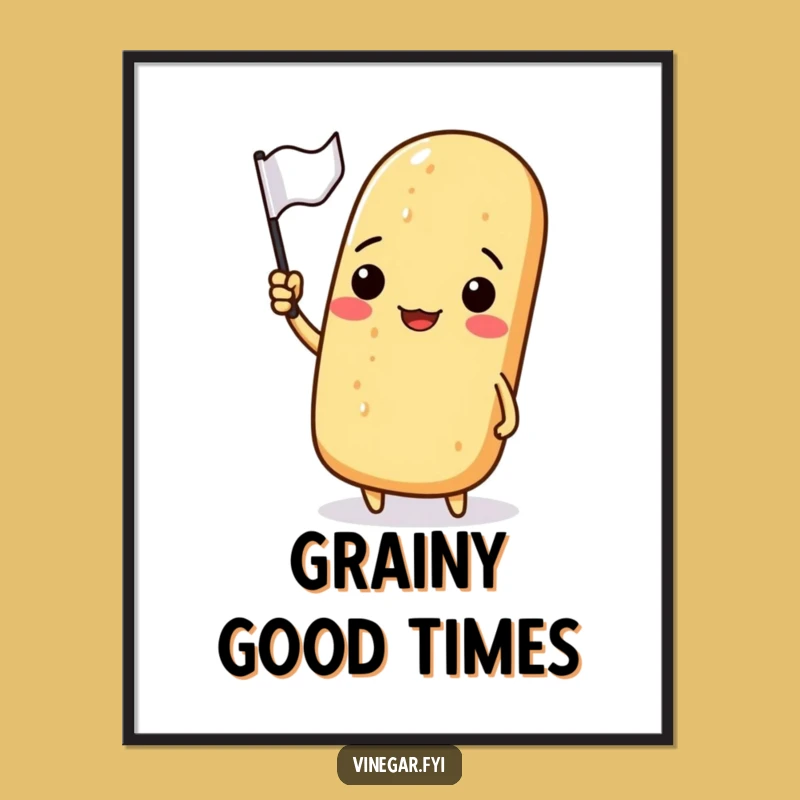 Funny Baguette Waving Flag Digital Art Print: Instant French Decor