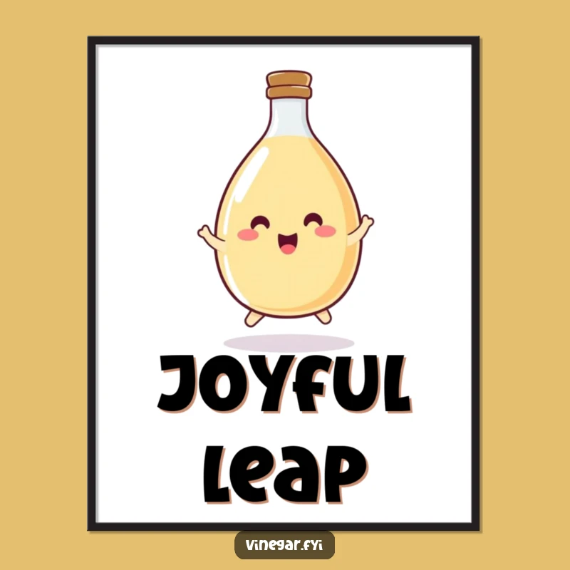 Funny Vinegar Bottle Hop Digital Art: Happy Bottle, Printable Funny Gift Decor