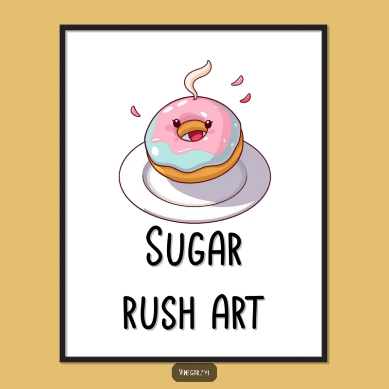 Funny Donut Spinning Digital Art: Joyful Frosting Print for Sweet Decor